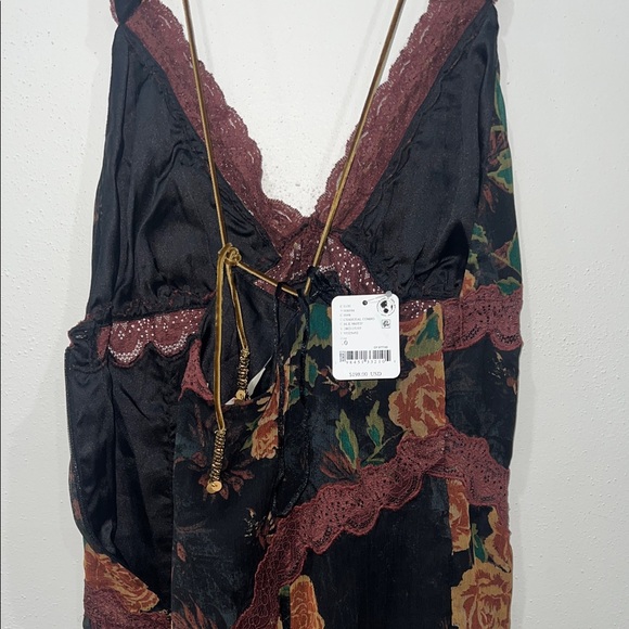 Free People Black and Brown Floral Backless Dress - Picture 4 of 5